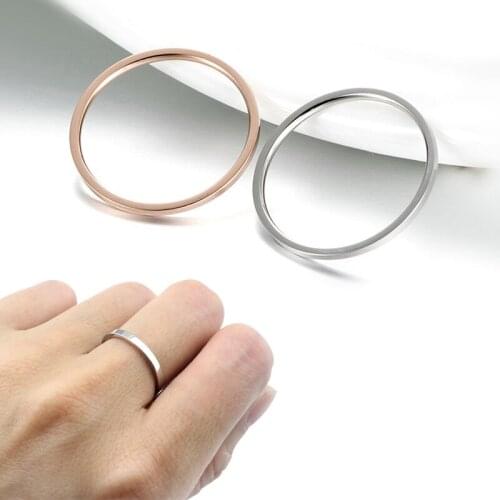 Titanium Steel Super Thin Smooth Rings Rose Gold Color Couple Wedding Anti-allergy Ring Woman Man Fashion Jewelry Gift Rings