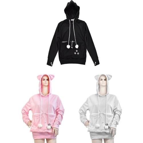 Cotton blended Mewgaroo Hoodie Cat Dog Pet Casual WOMEN sweatshirt Japanese Kangaroo Casual Pullovers Hoodie