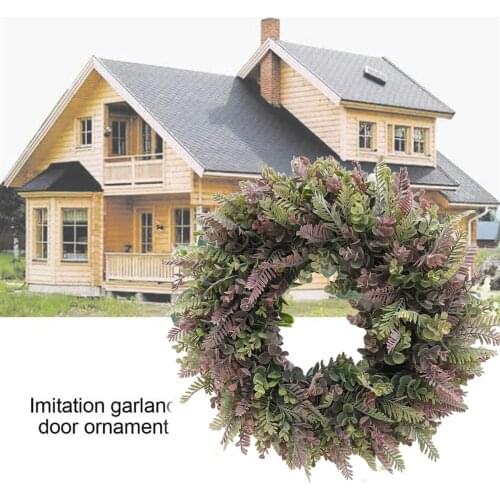 18'' Artificial Eucalyptus Wreaths, Fake Front Door Wreath with Green Leaves Summer Garland for Wall Home Decor Indoor Outdoor