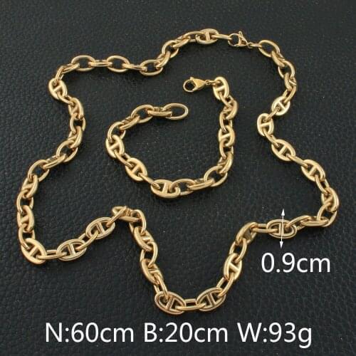 Stainless Steel Fashion Jewelry Gold & Silver Color 60cm Long Necklace Bracelet Sets For Gift High Quantity SBJZEXEF Jewels