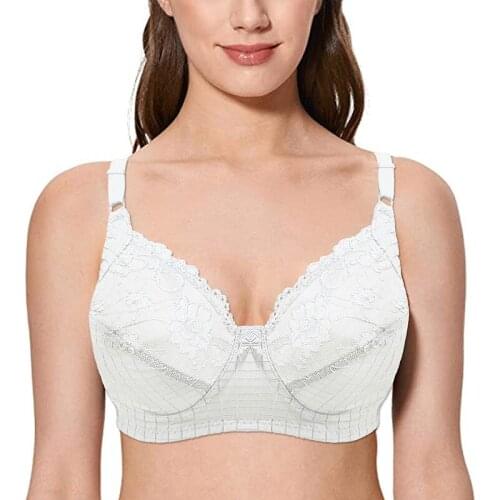 Plus Size Bra Sexy Lace Bra for Women Big Size Full Coverage White Ultra Thin Underwear 32 34 36 38 40 42 44 46 D E F Cup