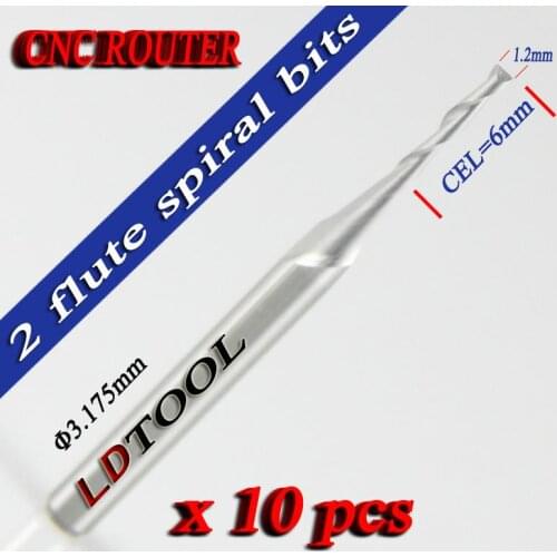 10pcs Shank 1.2 mm*6 mm Two flutes milling cutter router bits for CNC Machine Engraving 2LX3.1.206