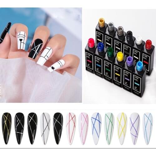 15g/ml-12Colors Nail Creative Wire Drawing Gel Spiders Web Silk Gel Varnish Painting Line Nail Gel Polish UV Line