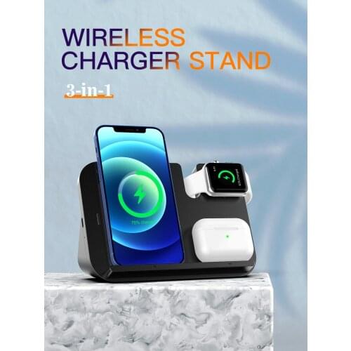 15W Three-in-one wireless charger is suitable for wireless charging of bluetooth headsets for iphone mobile smart watches