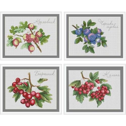 Bilberry blueberry Hawthorn counted 11CT 14CT 18CT Cross Stitch Set DIY Cross-stitch Kit Embroidery Needlework Home Decor