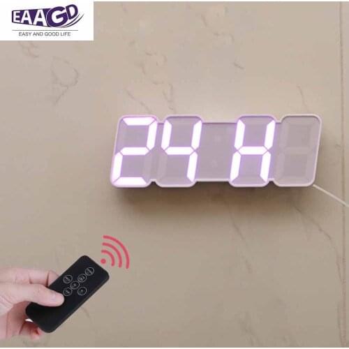 Large LED Display Remote Control LED Digital Alarm Clock with 115 Color Variations of LED Digital for Bedroom Desk Wall Office