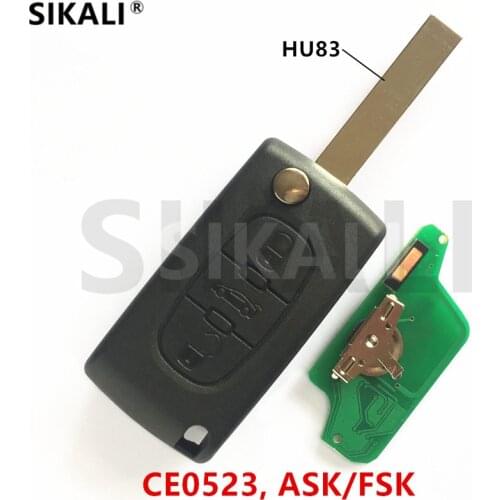 SIKALI Keyless Entry Remote Key for CITROEN C5 C4 C3 C2 Berlingo Picasso Auto Lock (CE0523, ASK/FSK, HU83)