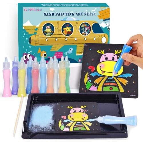 DIY Sand Painting Drawing Toys With Tray Colour Sand Art Creative Learning Education Montessori Toy For Children