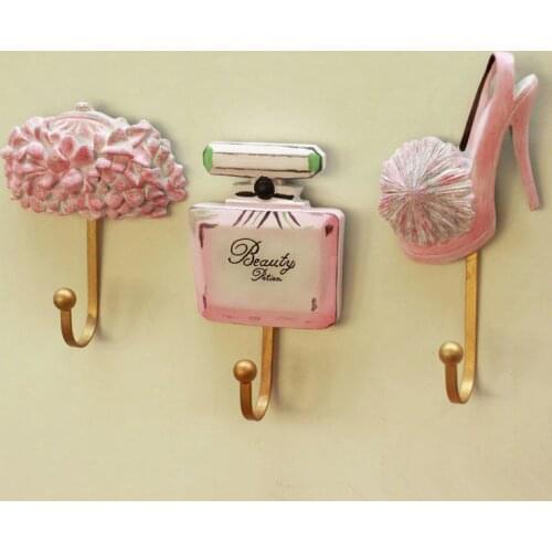 Perfume Shoes Fashion Bag Shaped Wall Mounted Vintage Hat Coat Robe Hook Door Bathroom Towel Clothes Rack Hanger Resin 3pcs/set
