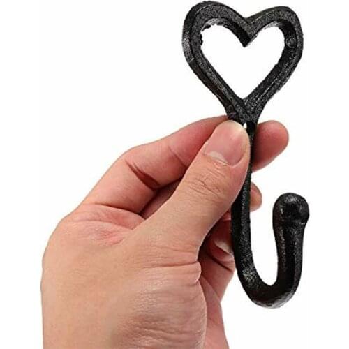 Door Wall Mounted Vintage Bedroom Hat Hook Holder Heart Shape Coat Storage Iron Decorative Black Home Hanger Kitchen Bathroom