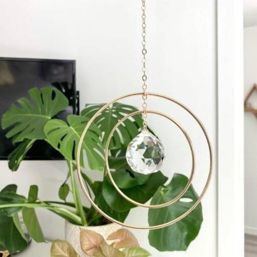 Double Brass Hoop Crystal Handmade Decor Sun Catcher Window Hanging Suncatcher Decoration Accessories Witchy Room Home Decor