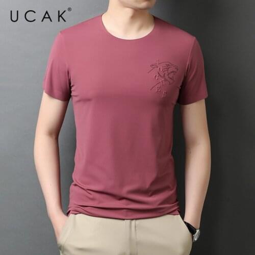 UCAK Brand Classic O-Neck Solid Color Short Sleeve T-Shirts Summer New Fashion Arrivals Streetwear Casual T Shirt Homme U5552