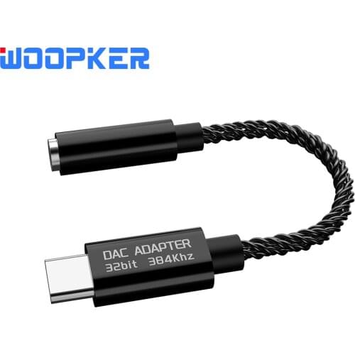 Hifi Dac Digital Decoding Chip Headphone Amplifier 32-bit 384khz Type-c to 3.5mm Adapter Cable for Android Apple