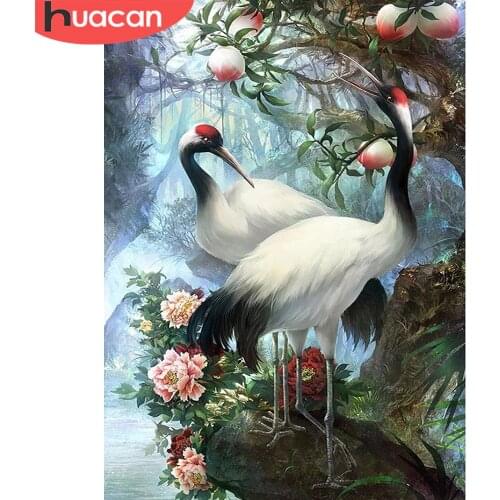 HUACAN Diamond Painting Cross Stitch Animal 5D Diamond Embroidery Sale Flower And Tree DIY Full Round Mosaic Needlework