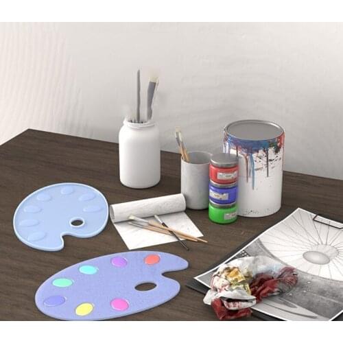 Artist Paint Palette Resin Mold Painter Art Palette Serving Board Silicone Mould T21F