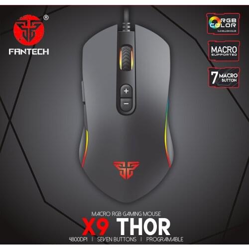 FANTECH X9 Gaming Mouse Adjustable 4800 DPI Optical Cable RGB Mouse Macro definition For FPS LOL Mouse Gamer USB Mouse Mice