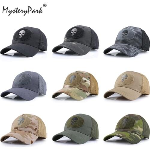 MysteryPark Camouflage Skull Hiking Cap Adjustable Sunscreen Baseball Cycling Cap Hunting Tactical Military Army Camping Hats