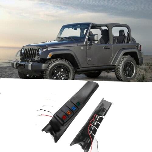 Car Left & Right Side A-Pillar Switch Pod Panel 4 Rocker Switches Kit for Jeep Switch Panel For Jeep Wrangler JK JKU 2011-2017