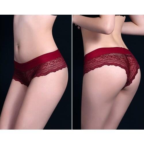 Hot Sales Sexy Lace Panties Women Lingerie Transpanrent Sheer Lace Briefs Boyshorts Female 6 color M L XL Women Panties