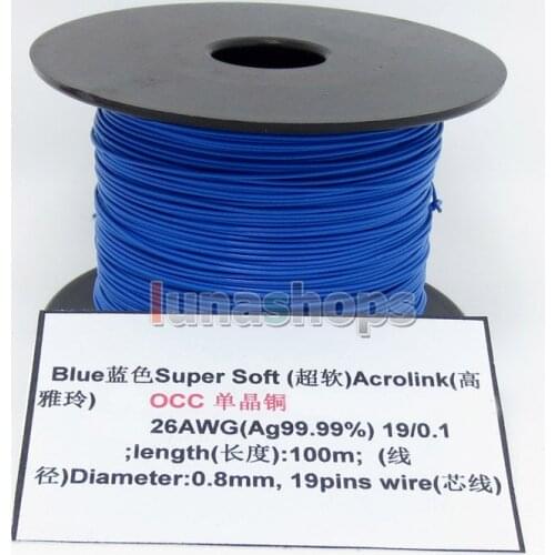 LN004497 Blue 100m 26AWG Ag99.9% Acrolink Pure OCC Signal Wire Cable 19/0.1mm2 Dia:0.8mm For DIY