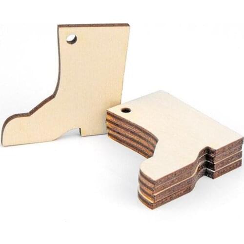 Set of 50pc Mini Wooden Shoes Boots Shape Gift diy blank Craft Label Tag Decoration With Hole 8cm