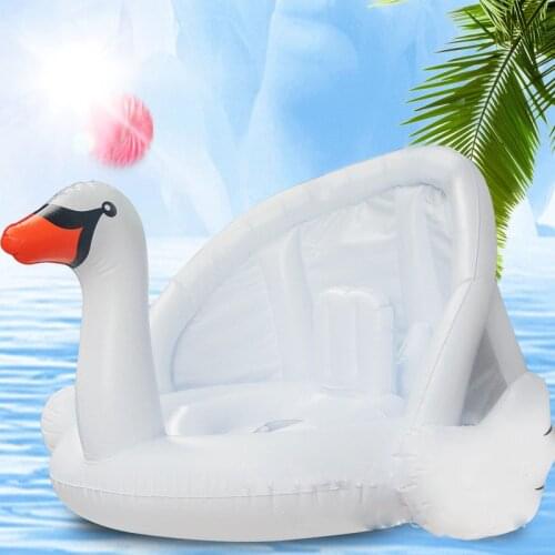 Inflatable Flamingo Swan Giant Pool Float Toys for Kids Baby Swimming Ring Circle Mat With Sunshade Swimming Pool Floats