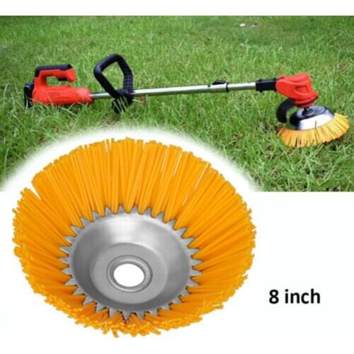 8 Inch Grass Strimmer Head Trimmer Brush Solid Nylon Wire Wheel Garden Lawn Replacement Attachment Tool