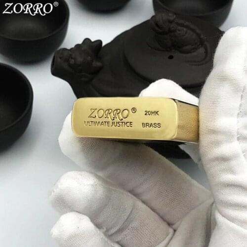 Original Zorro Kerosene Lighter Pure Copper Shell Carving Cartoon Character Business Gift Collection Outside Ignition Tool