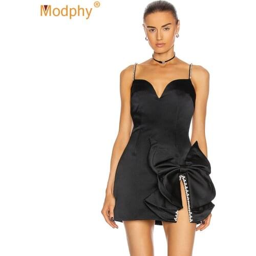 2021 Spring Sexy Spaghetti Strap Bowknot Patchwork Diamond Bodycon Dress Elegant Womens Club Evening Party Dress Vestidos