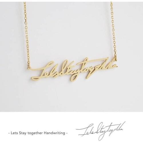 Birthday Gift Personalized Handwriting Signature Name Pendant Necklaces Stainless Steel Custom Any Letters Necklace Best Friend