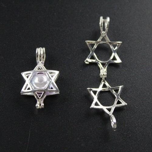 Hollow Hexagram Essential Oil Diffuser for diy Charm Pearl Cage Jewelry Supplies LocketPendant Copper 1Pc Mixed Wholesale