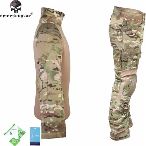 Airsoft Training Clothing Combat Shirt Pants with Elbow Knee Pads Multicam Camouflage Suit Hunting Uniform EM2725 Hunting Party