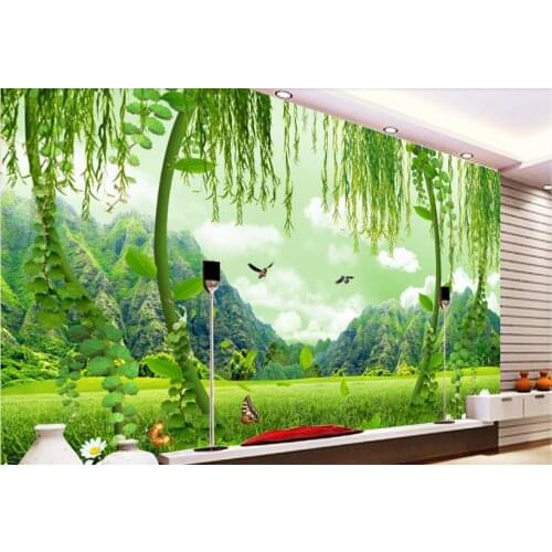 Wallpaper roll size Green field scenery wall paper mural 3d Living room bedroom home decor wallpaper 3D TV background wall