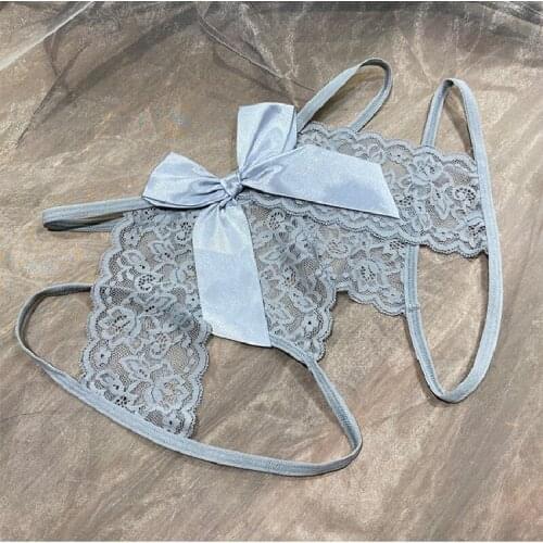 New Sexy Womens Underwear Lace Hollow Out Panties Cross Bandage Underpants Low Waist Thongs Sex Lingerie Briefs With Bow