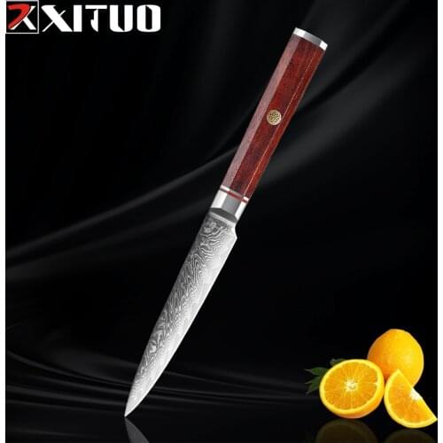 XITUO Damascus Utility Knife Japanese 67 Layers Damascus Steel 5 Inch Steak Paring Petty Peeling Knives for Chef Kitchen Tool N