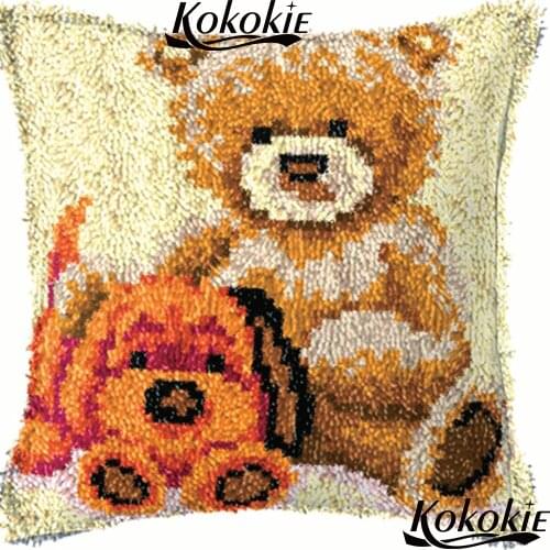 Crocheting Throw Pillow cartoon Needlework Unfinished Yarn Embroidery Pillowcase Latch Hook rug Cushion Kits 3d carpet