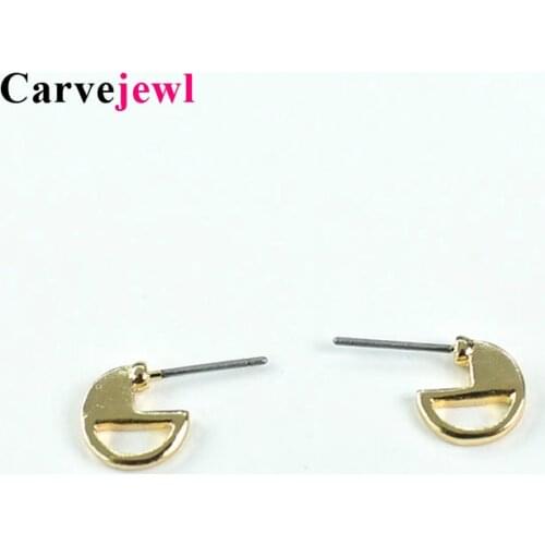 Carvejewl small metal stud earrings for women girl jewelry gold color minimalist Korean design Letter E shape earrings wholesale