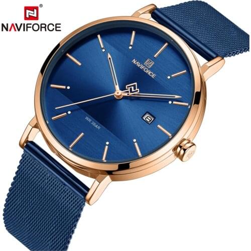 NAVIFORCE Women Watches Top Brand Luxury Stainless Steel Strap Wristwatch for Women Rose Clock Stylish Quartz Ladies Watch 2019