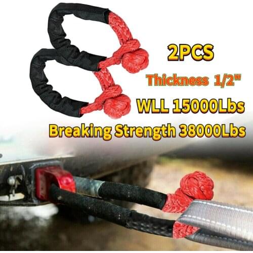 1 Pair 1/2" 38000lbs Soft Shackle Synthetic Rope Trailer Pull Rope Off-Road Jeep Recovery Tow Strap ATV UTV For Car Broke Down
