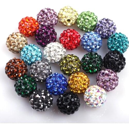 10mm Multicolor Clay Rhinestones CZ Crystal Pave Disco Ball Beads Loose Beads for jewelry making 10 Pcs to Bracelet wholesale