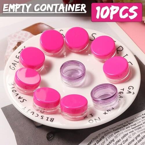 10pcs 3g Small Empty Refillable Bottles Plastic Sample Travel Sub-bottle Jar Container Round Makeup Pot Lip Balm Container Pots