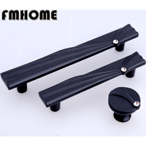 128mm modern simple black kitchen cabinet cupboard door handle rhinestone drawer tv cabinet knobs pulls 96mm glass crystal pulls