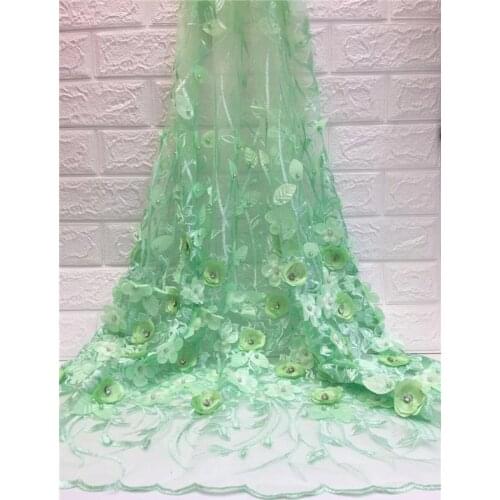 3D Flower Applique African French Net Lace Fabric Beaded Embroidered 2018 New Nigerian Evening Dresses Guipure Mesh Fabrics pink