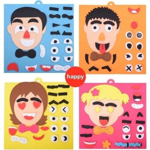 4pcs Face Expression Emotion Change Game Felt Fabric Teaching Aid Material Preschool Montessori Educational Learning Toy
