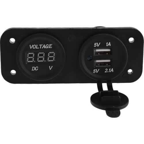 12V to 5V 2.1A Car Chargers Voltage Panel Meter Car Dual USB Auto Charging Adapter for RV ATV Electromobile Motorcycle