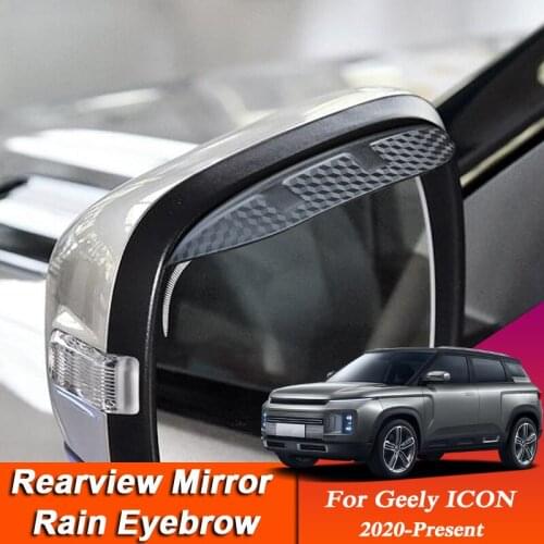 Car-styling For Geely ICON 2020-Present Carbon Fiber Rearview Mirror Eyebrow Rain Shield Anti-rain Cover External Accessory