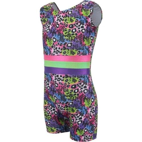 Ballet Gymnastics Suit Girls Sleeveless Color Pattern Romper Body Suit Dance Practice Clothes Dance Clothes