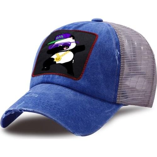 Anime Panda Funny Print Baseball Cap Women Outdoor Snapback Hats Unisex Mesh Trucker Cap Men Washed Retro Fray Sport Golf Caps