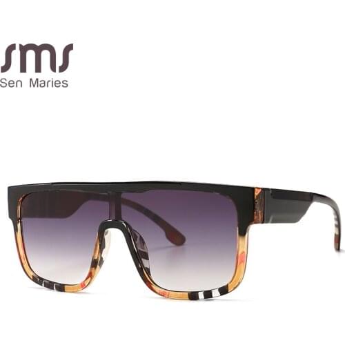 Oversized Square One Lens Stripe Sunglasses Men Women Fashion Shades UV400 Vintage Glasses