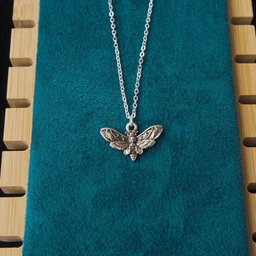 Mini Death Moth Skull Pendant Necklace Art Gothic